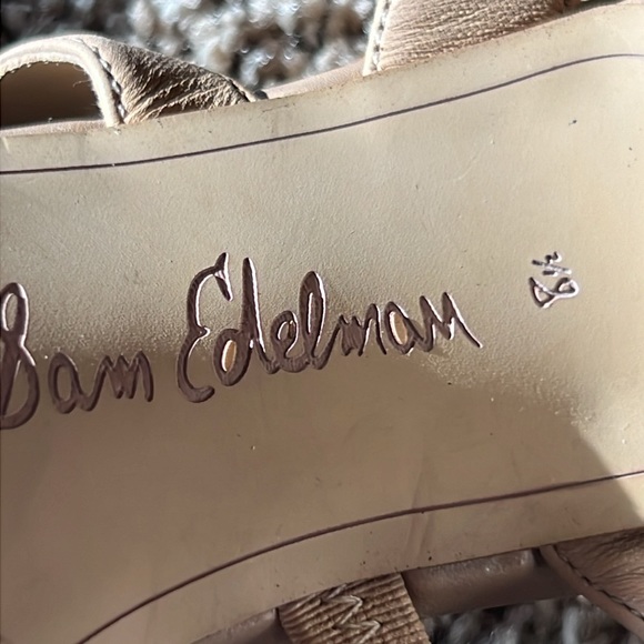 Sam Edelman nude tan leather strappy high heel sandals 4.5” heel height size 8.5 - Picture 11 of 12